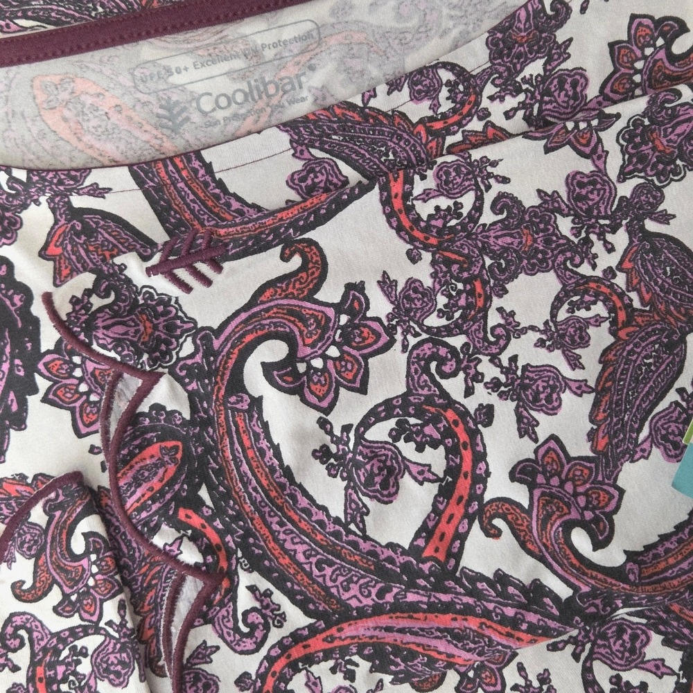 Coolibar Womens Medium Paisley UPF 50+ Sun Dress Scalloped Hem Bamboo‎ Blend NWT